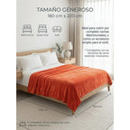 Cobertor Frazada Matrimonial Textura Durazno Lisa Calientita Mandarina Lisa 700 G Naranja