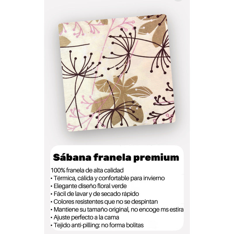 Juego De Sabanas Franela Mariol 100% Algodón Matrimonial Caqui Verde Pradera