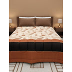 Cobertor Doble Vista Micro Grabado Amanecer Matrimonial Hojitas Naranjas Naranja