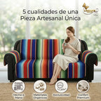 Cubre Sala Tipo Avión Artesanal De Saltillo Calidad Premium Rojo Artesanal