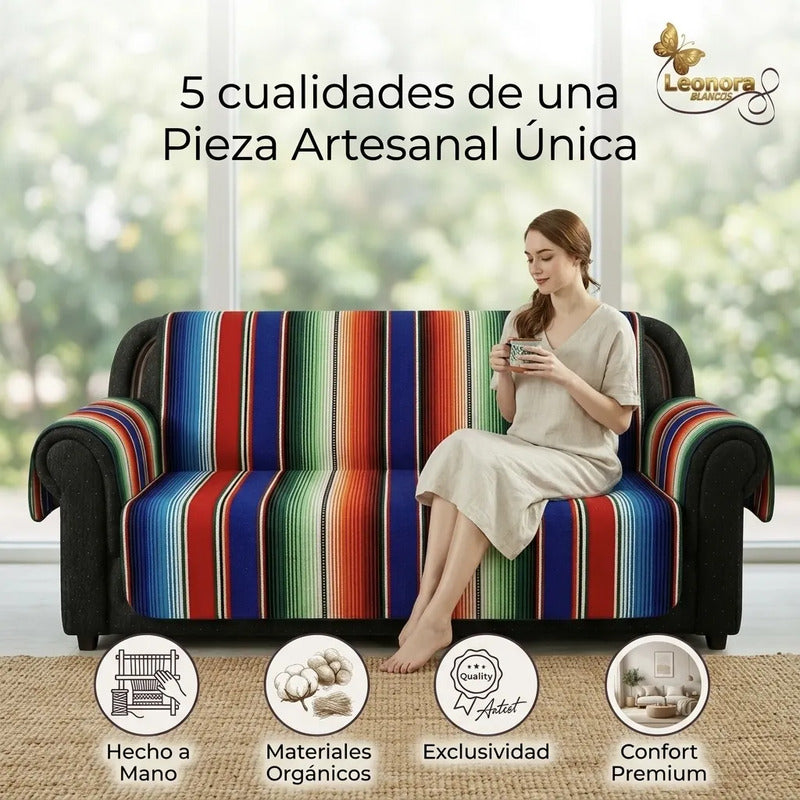 Cubre Sala Tipo Avión Artesanal De Saltillo Calidad Premium Rojo Artesanal