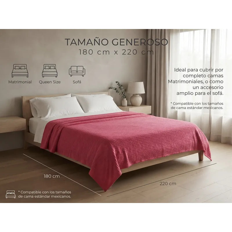 Cobertor Frazada Matrimonial Ligera Super Suave Y Calientita Cuadrado 700 G Rosa Chicle