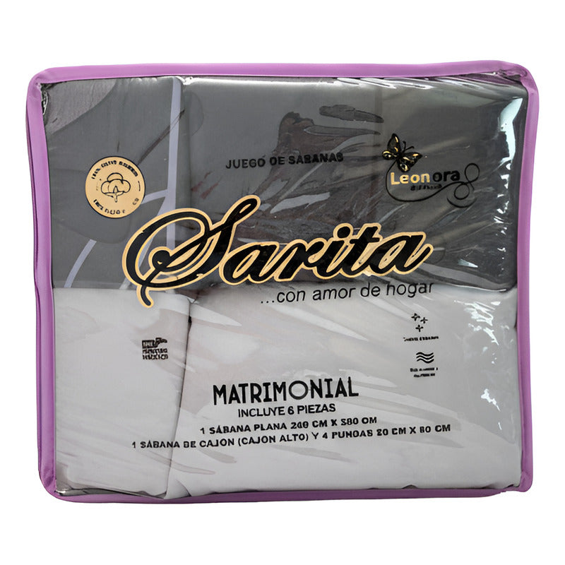 Juego De Sabanas 6 Piezas Tacto Bambu Premium Quality Negro Flor Negra