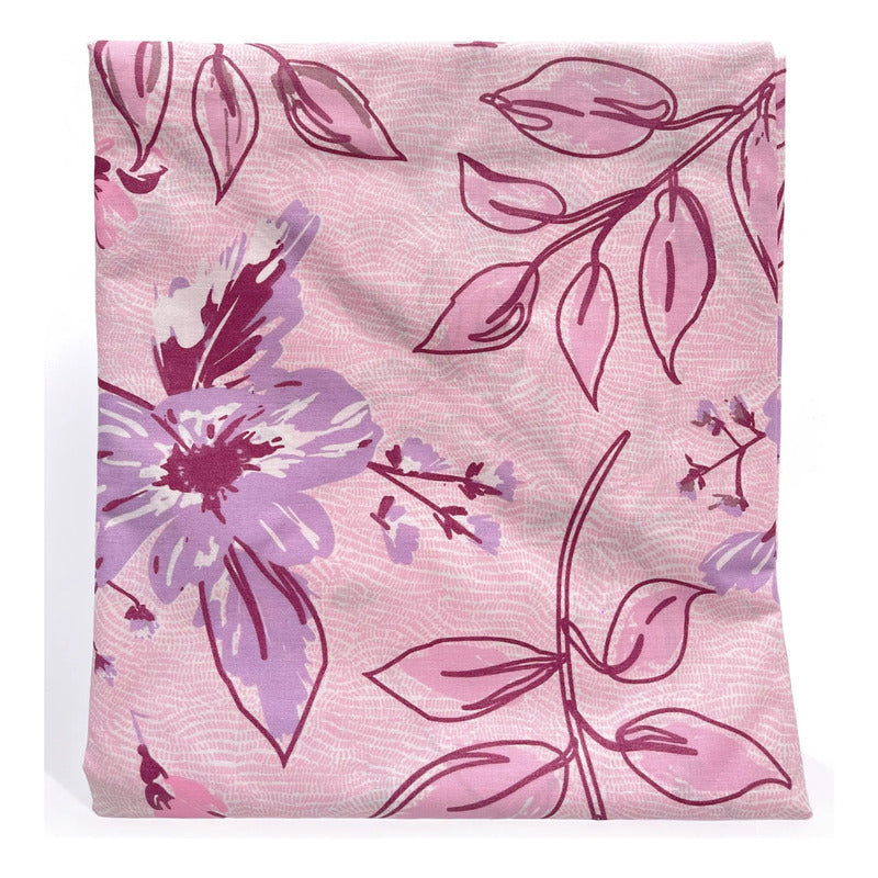 Juego De Sábanas Matrimonial Algodón Percal 144 Hilos-fresca Rosa Pálido Buganvilia Rosa