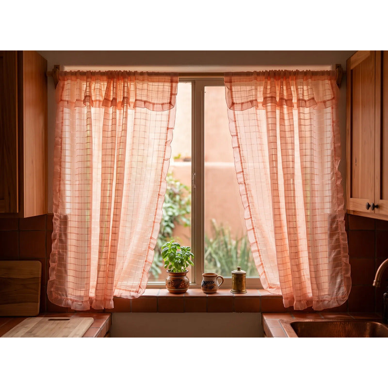 Juego De Cortinas 2 Paneles 2.50x1.95 De Ventana Transparent Melon