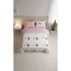 Edredón Premium Duvet Dos Vistas Matri Con Relleno Incluido Rosa Gatito Piojito Algodón Alta Densidad