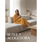 Cobertor Frazada Matrimonial Ligera Super Suave Y Calientita Rayado 700 G Mostaza