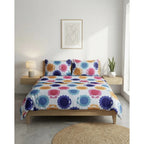 Juego De Sabana Matrimonial Leonora Tacto Suave Y Fresco Azul Claro Flor
