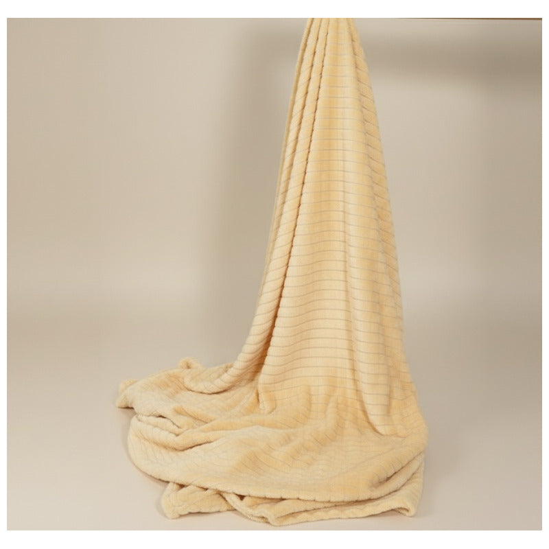 Frazada Térmica Leonora Matrimonial Extra Suave-grabada Rayas/amarillo Amarillo