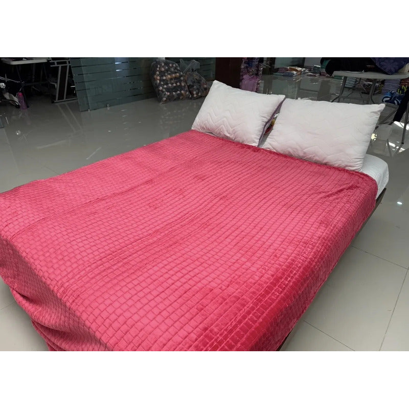 Cobertor Frazada Matrimonial Ligera Super Suave Y Calientita Cuadrado 700 G Rosa Chicle