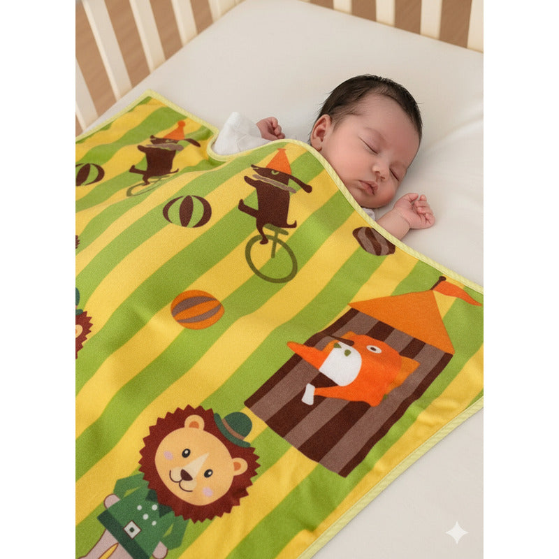 Cunero Baby Clasic Leonora De Bebé Térmico Y Super Suavecito Circo De Animales Amarillo