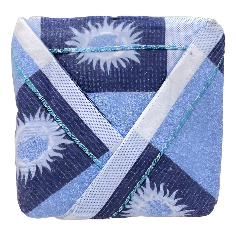 Juego De Sabanas Franela Mariol 100% Algodón Matrimonial Azul Acero Soles Y Lunas Azul