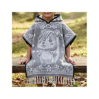 Jorongo Poncho Gaban Afelpado Infantil Artesanal Con Capucha Gris Capibara 60x50