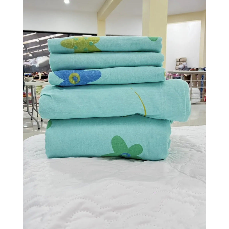 Juego De Sabanas Franela Mariol 100% Algodón King Size Turquesa Bloom Turquesa