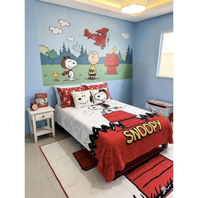 Frazada Matrimonial Extra Suave Y Calientita Snoopy 900 G Blanco