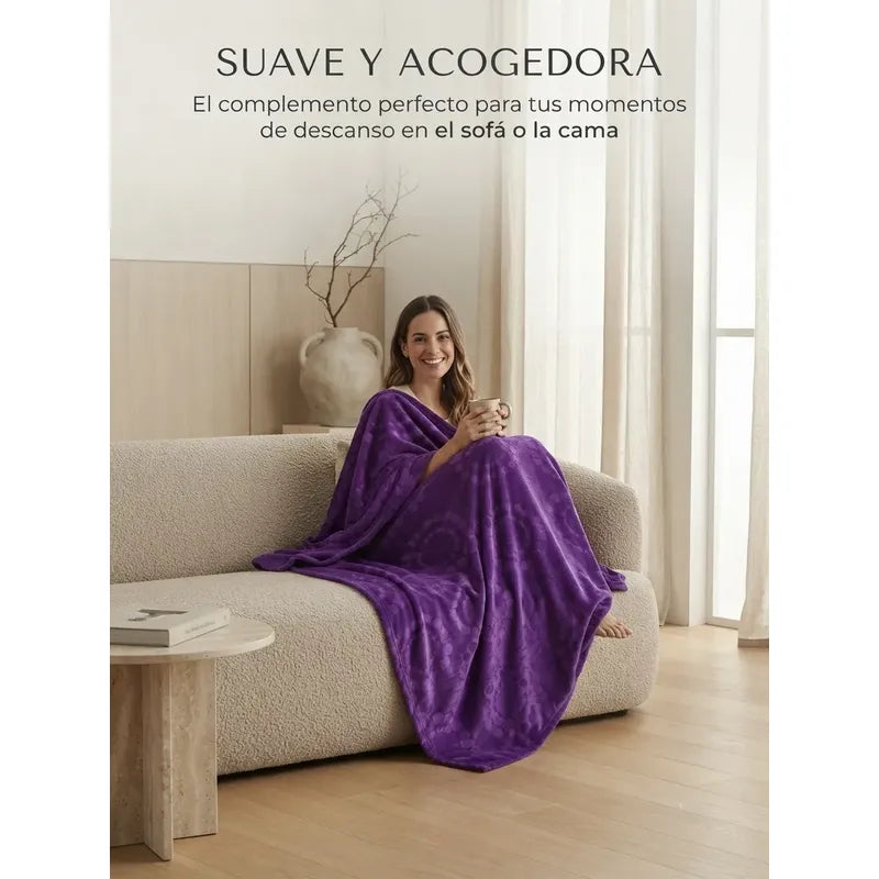 Cobertor Providencia Ligero Matrimonial Premium Térmico Saphire Gofrado 880 G Lila