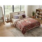 Colcha De Hilo Jacquard Leonora Premium Matrimonial Amplia Rojo Pavorreal Rojo