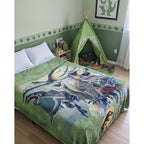 Frazada Providencia Disney Matrimonial Super Calientita Jurassic World Verde Musgo