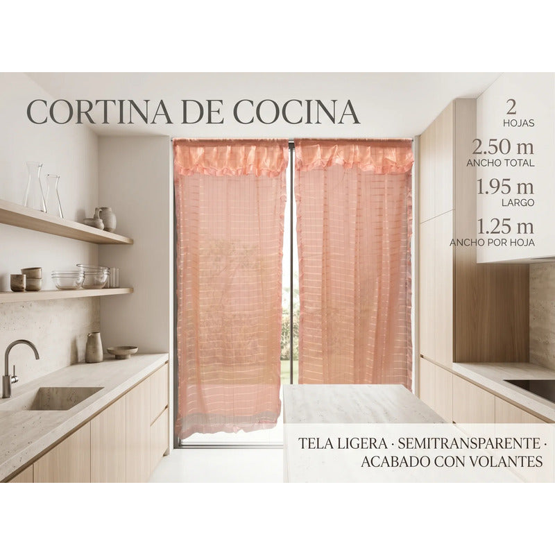 Juego De Cortinas 2 Paneles 2.50x1.95 De Ventana Transparent Melon