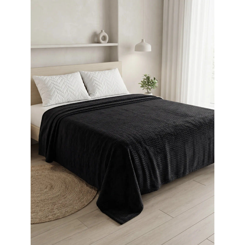 Cobertor Frazada Matrimonial Ligera Super Suave Y Calientita Espiga 700 G Negro