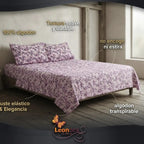 Juego De Sabana Matrimonial 100% Algodón Suaves Y Frescas Lavanda Floresta Morada