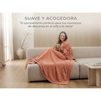 Cobertor Frazada Matrimonial Ligera Super Suave Y Calientita Rayado 700 G Coral Claro / Melón