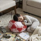 Almohada Ovejita Balón Futbol Grande 50x50cm Super Esponjoso Rojo