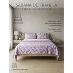 Juego De Sabanas Franela Mariol 100% Algodón Matrimonial Lila Floresta Lila