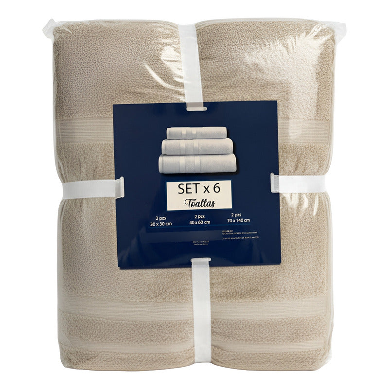 Juego De Toallas De Microfibra  Premium Absorbentes Y Suaves Beige Cuerpo-manos Y Facial Moka Lisa