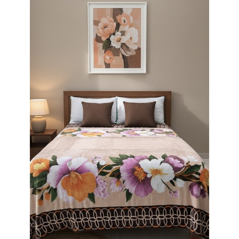 Frazada Providencia Matrimonial Grabado Modelo Para Mujer Auria Marrón Claro