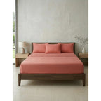 Juego De Sabanas King Size Leonora Percal Algodón 144h Lisas Naranja Oscuro Rosa Palo Lisa