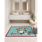 Kit Navideño: Camino De Mesa, Pie De Árbol, Fundas Y Tapete Turquesa