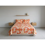 Juego De Sabana Matrimonial 100% Algodón Suaves Y Frescas Coral Circular Naranja