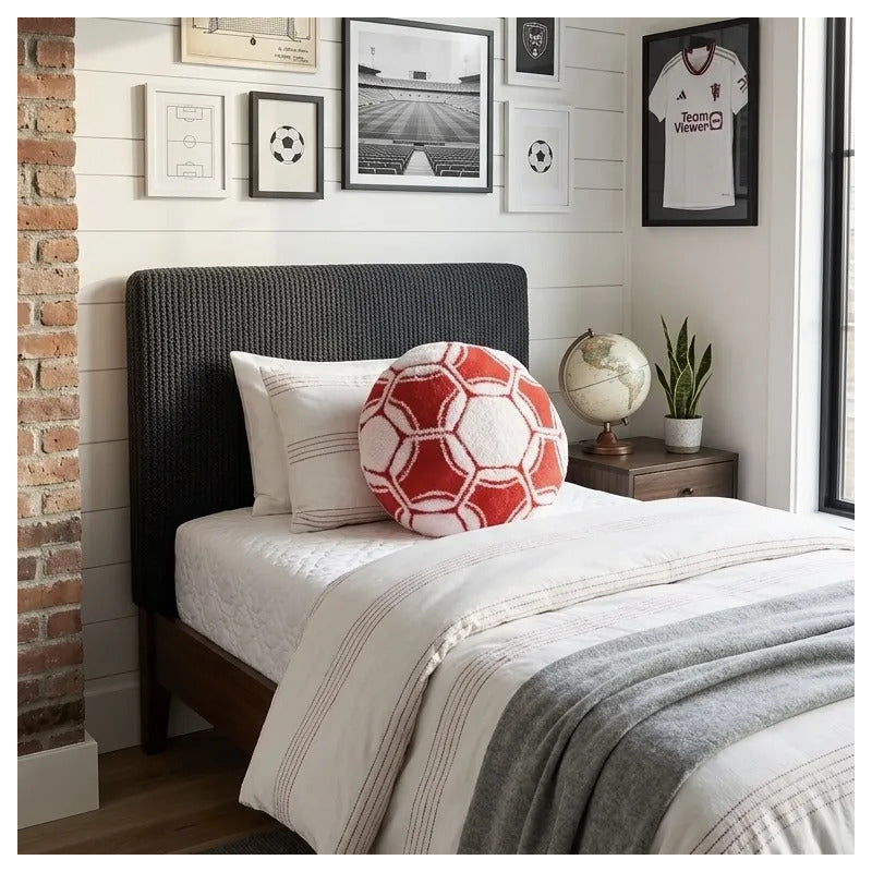 Almohada Ovejita Balón Futbol Grande 50x50cm Super Esponjoso Rojo