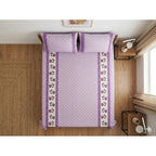 Juego De Sabana Matrimonial 100% Algodón Suaves Y Frescas Lila Mini Flor Morada