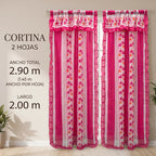 Cortinas Estampadas Para Ventana Con Forro Interior 2.9x2m Fucsia