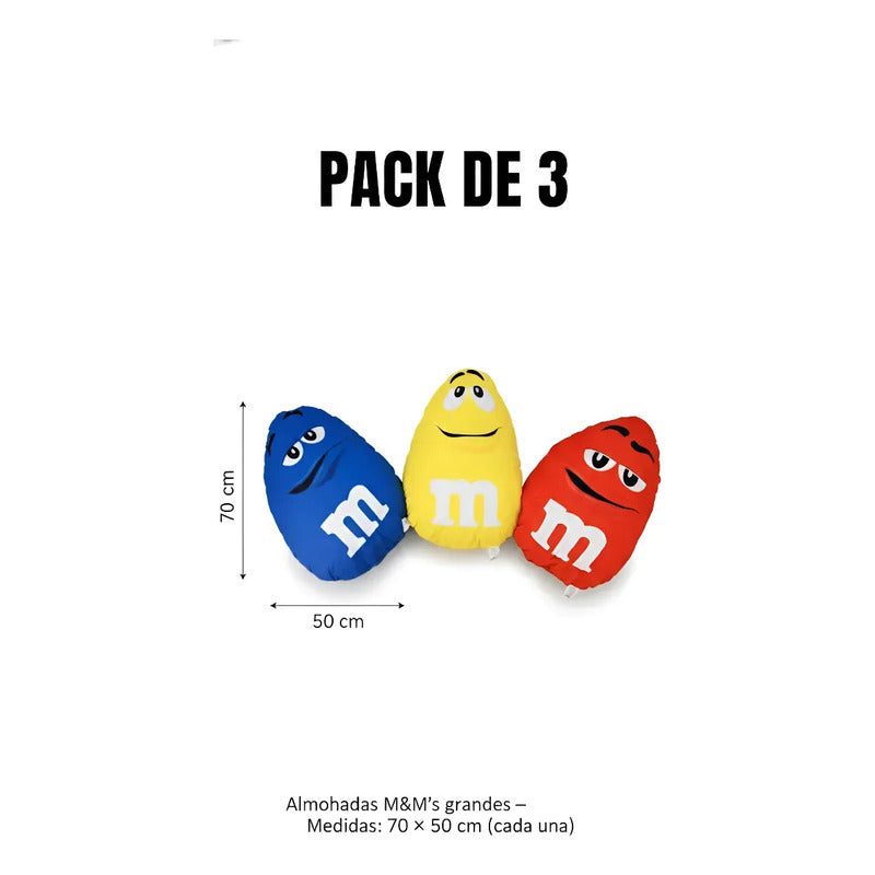 Pack De 3 Almohadas Providencia M&m's Lunetas Super Suave Rojo