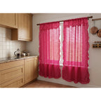 Juego De Cortinas 2 Paneles 2.50x1.95 De Ventana Transparent Rosa Fuerte