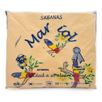 Sabana Matrimonial Lisa Bordada 100% Algodón-diseño Elegante Caqui Loro Bordado