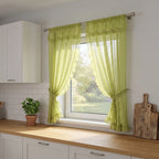 Juego De Cortinas 2 Paneles 2.50x1.95 De Ventana Transparent Verde Claro