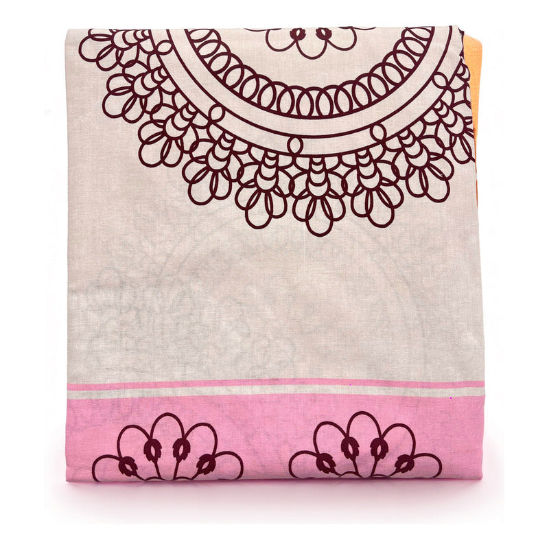 Juego De Sábanas Individual Leonora Percal Algodón 144 H. Suela Mandala Beige