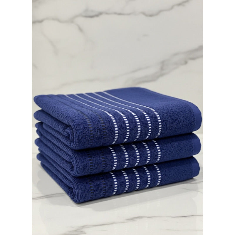 Toallas Baño Completo 100% Algodón Super Absorbente Azul Azul Acero