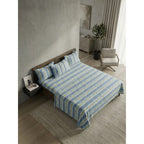 Sábana King  Bramante Cajón Amplio 100% Algodón Super Suave Azul Acero Pétalo Pop Azul