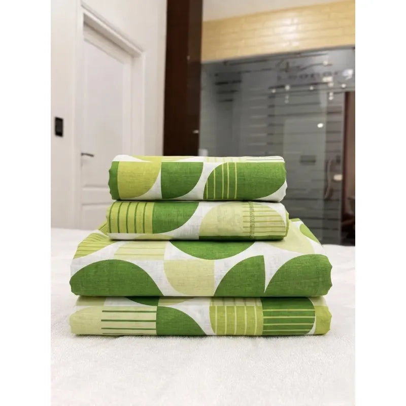 Juego De Sabana Matrimonial 100% Algodón Suaves Y Frescas Verde Lima Circular Verde