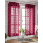 Juego De Cortinas 2 Paneles 2.50x1.95 De Ventana Transparent Vino