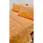 Juego De Sabanas Franela Mariol 100% Algodón Matrimonial Naranja Acapulco Naranja