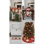 Kit Navideño: Camino De Mesa, Pie De Árbol, Fundas Y Tapete Rojo Santa Y Caramelos