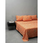 Sábana King  Bramante Cajón Amplio 100% Algodón Super Suave Naranja Mosaico Anaranjado