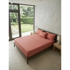 Juego De Sabanas King Size Leonora Percal Algodón 144h Lisas Naranja Oscuro Rosa Palo Lisa