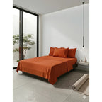 Juego De Sabanas King Size Leonora Percal Algodón 144h Lisas Naranja Oscuro Liso Shedron